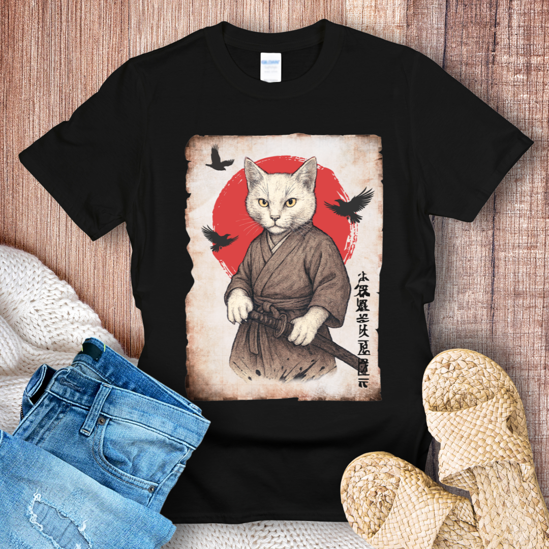 Retro Samurai Cat T-Shirt