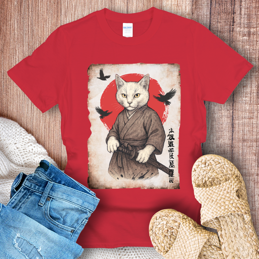 Retro Samurai Cat T-Shirt