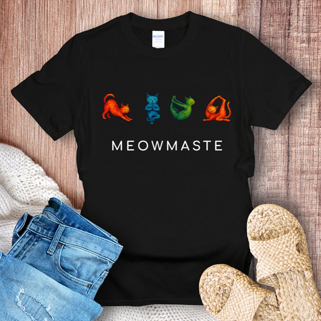 Meowmaste Yoga Watercolor Cats T-Shirt