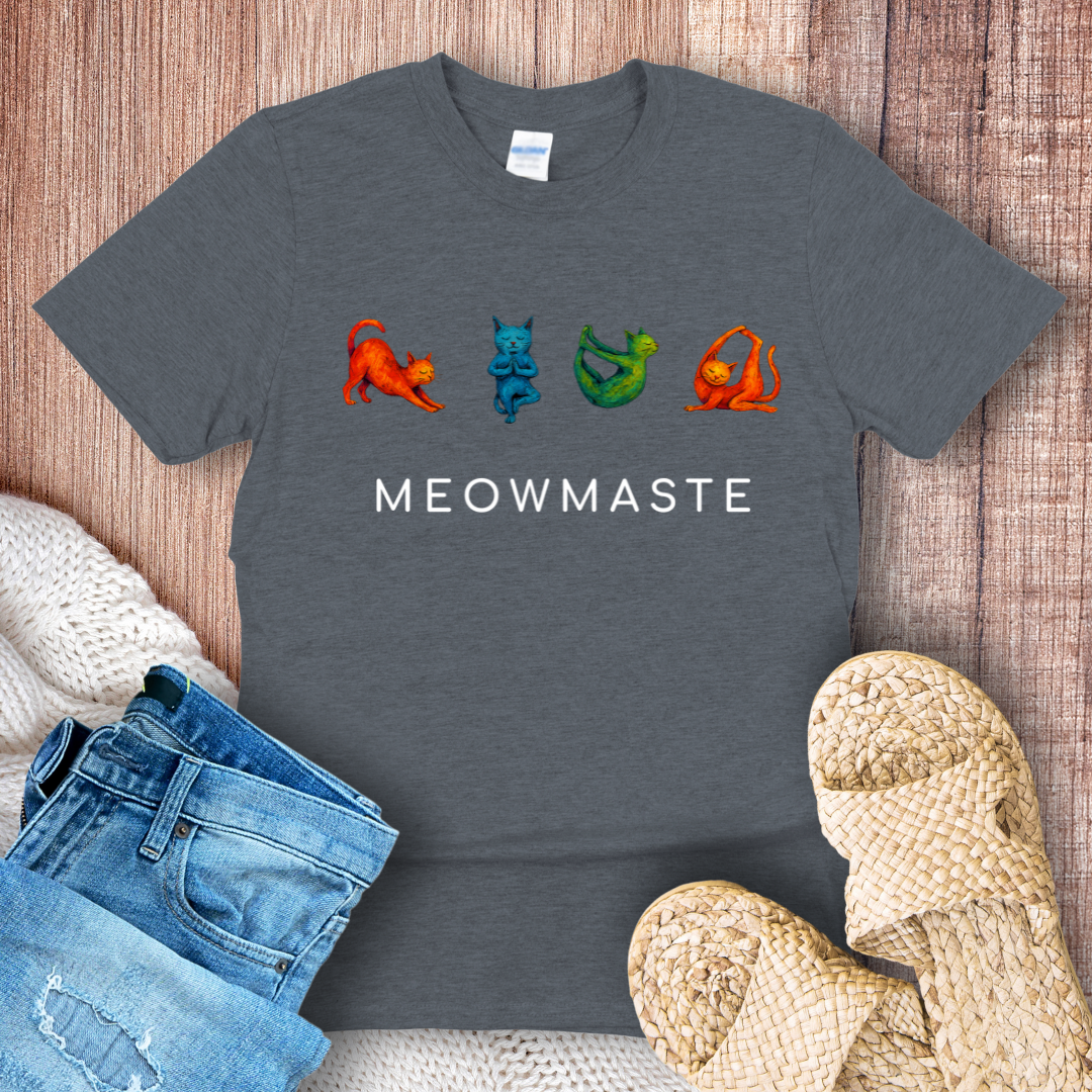 Meowmaste Yoga Watercolor Cats T-Shirt