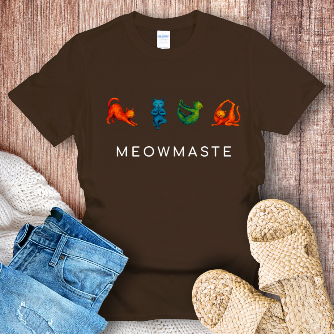Meowmaste Yoga Watercolor Cats T-Shirt