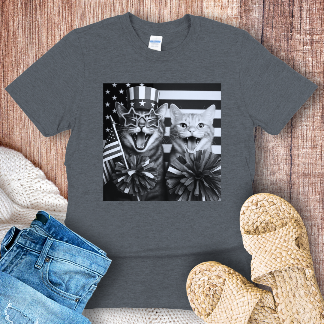 Cats in Photobooth Celebrating 4th of July T-shirt