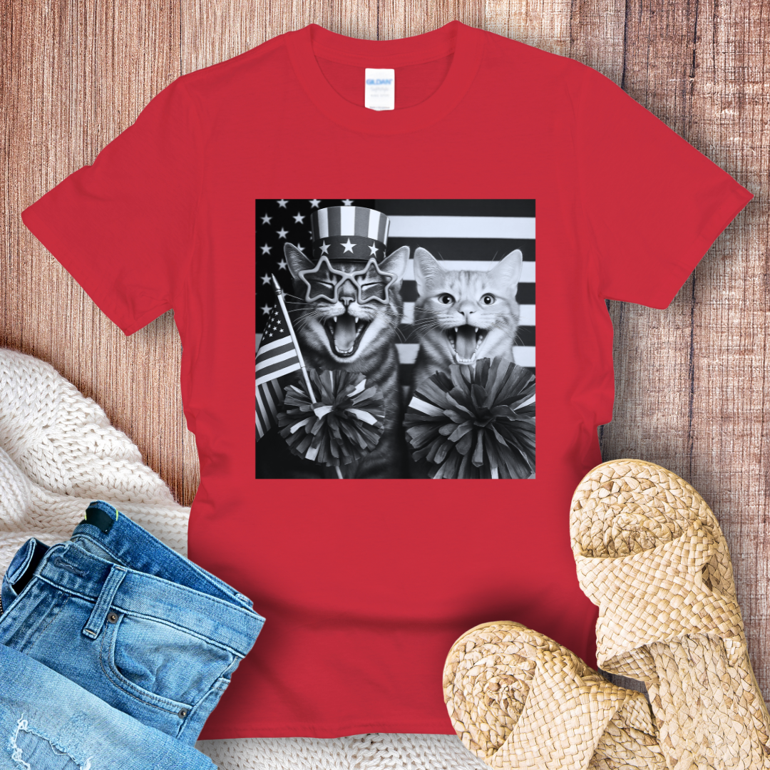 Cats in Photobooth Celebrating 4th of July T-shirt