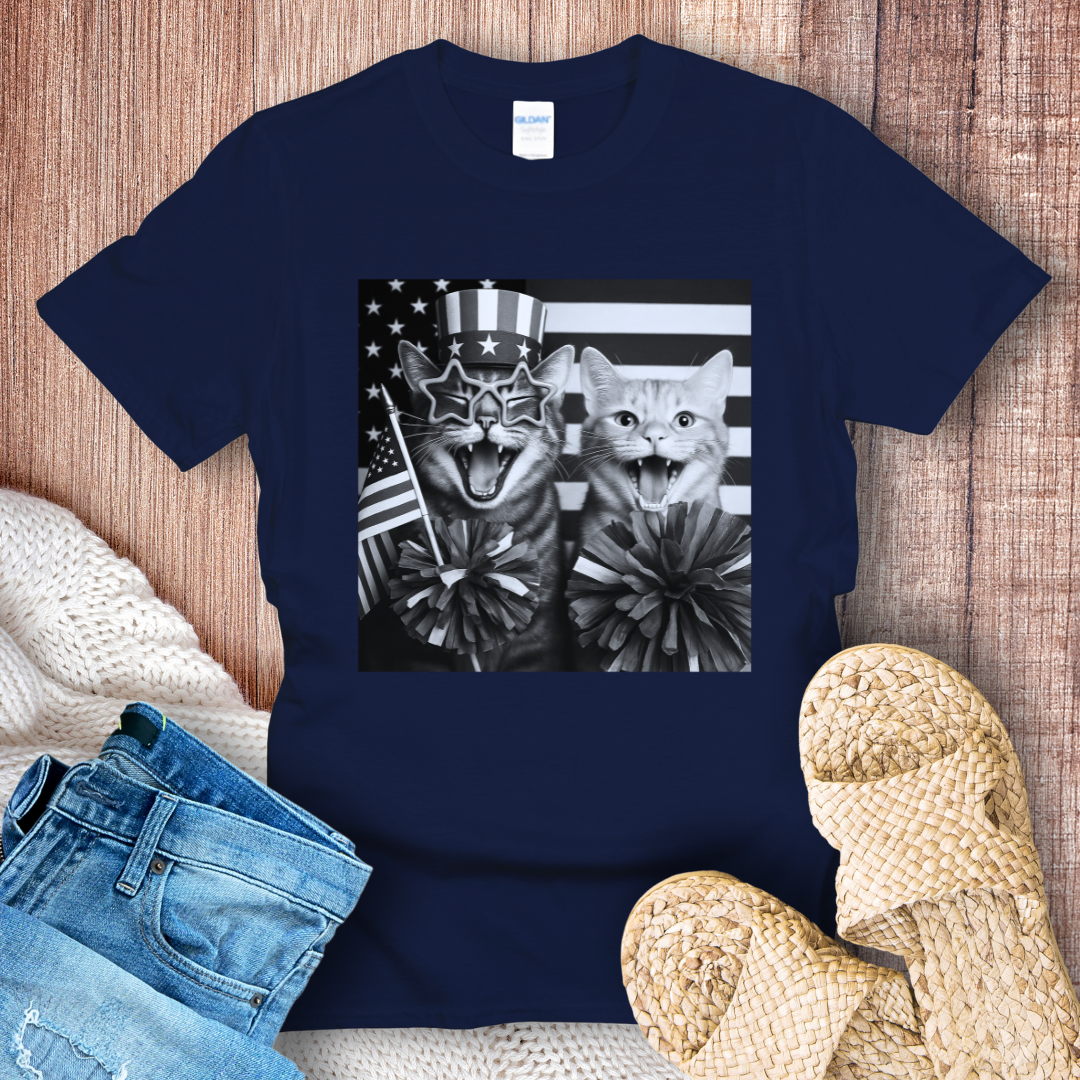 Cats in Photobooth Celebrating 4th of July T-shirt