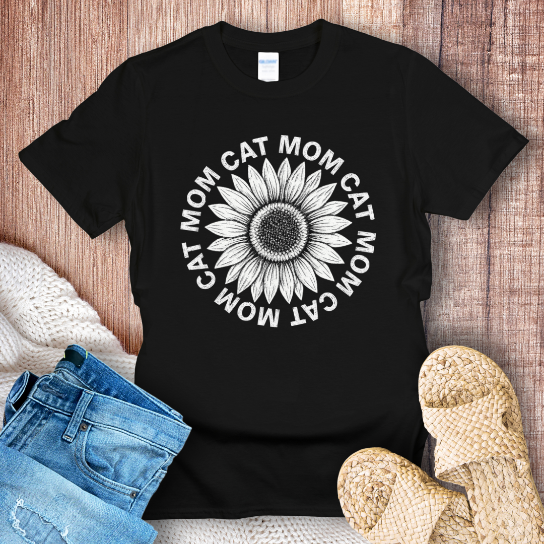 Cat Mom Sunflower T-Shirt