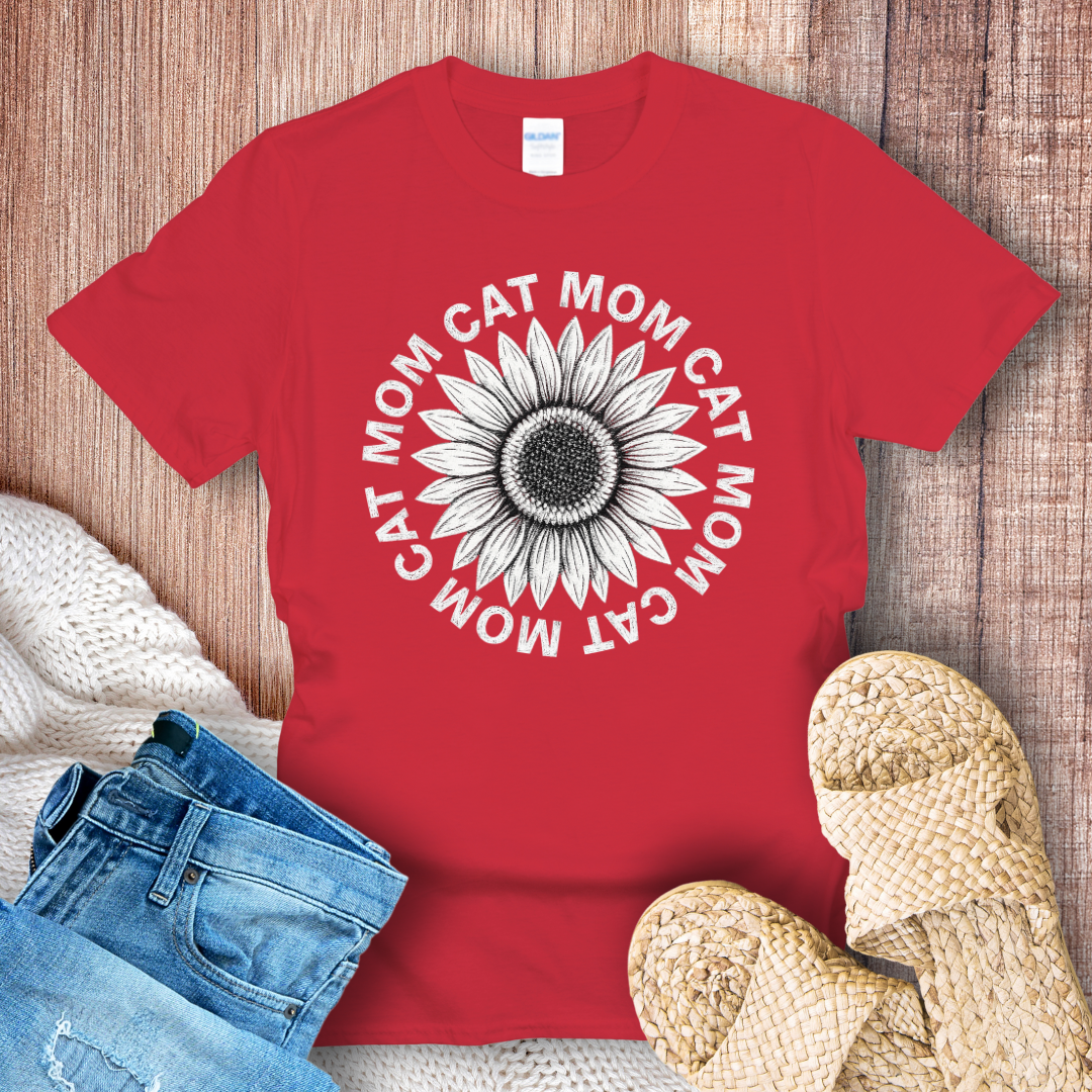 Cat Mom Sunflower T-Shirt