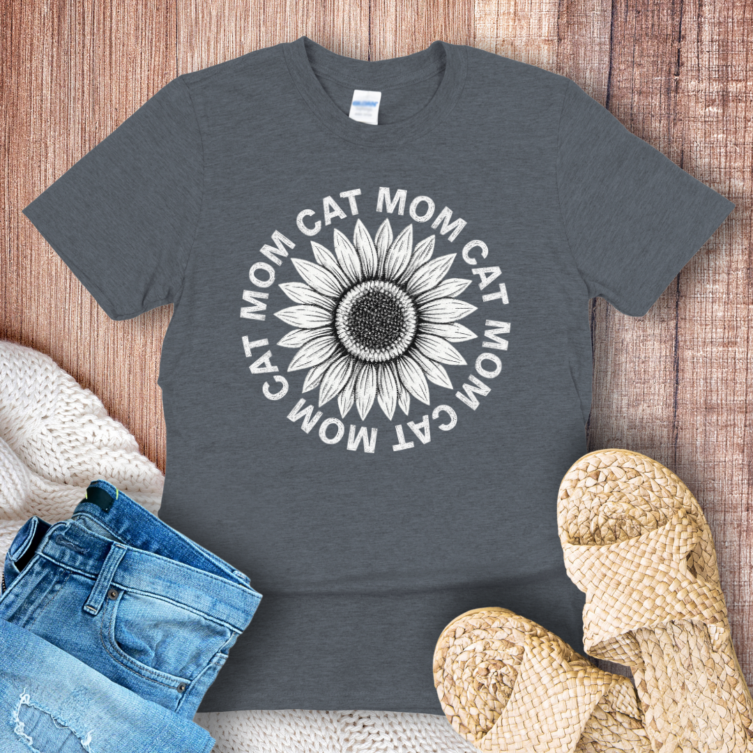 Cat Mom Sunflower T-Shirt