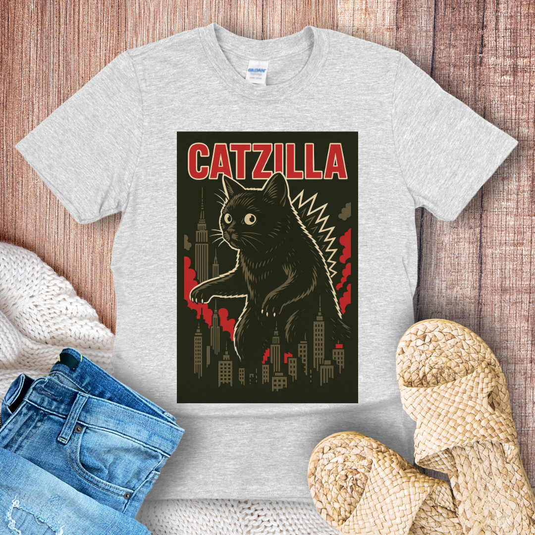 Catzilla in the City Japanese Style T-Shirt