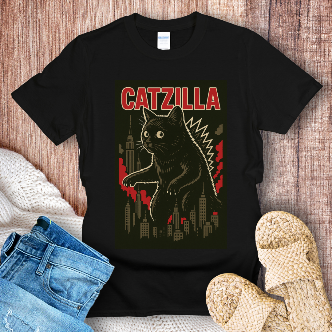 Catzilla in the City Japanese Style T-Shirt