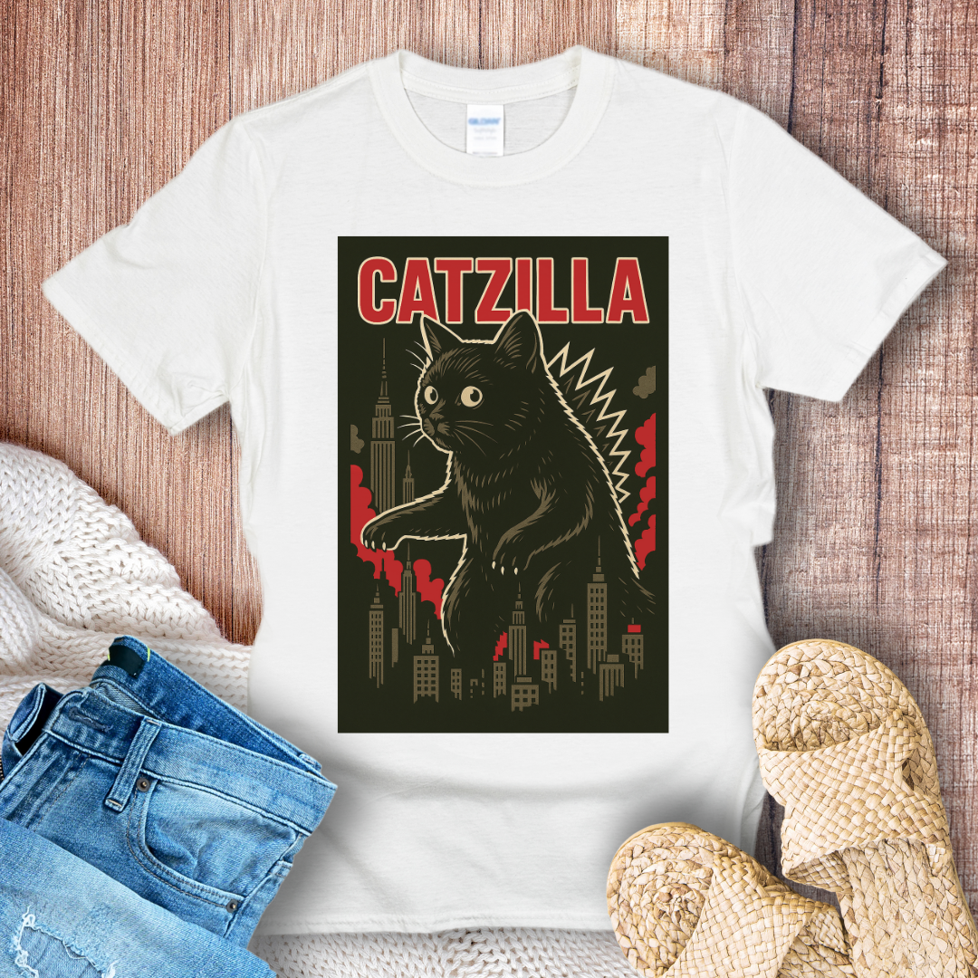 Catzilla in the City Japanese Style T-Shirt