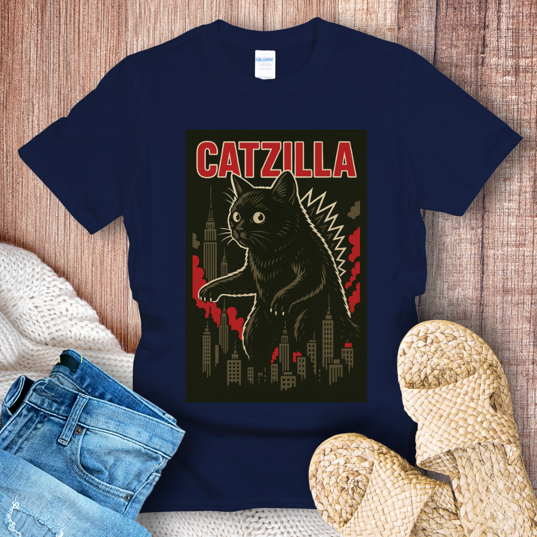Catzilla in the City Japanese Style T-Shirt