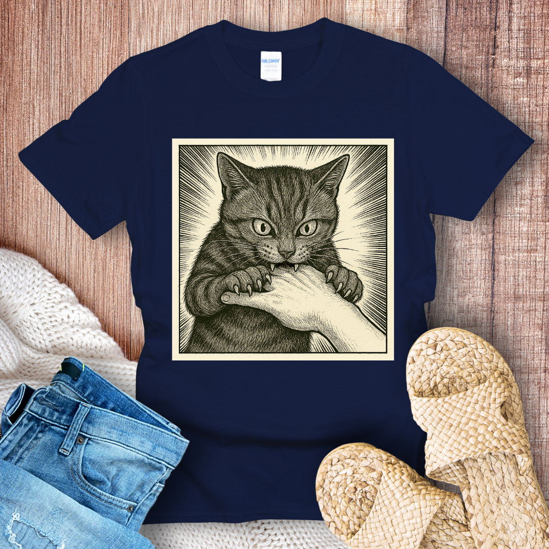 Cat Bite Hand Comics T-Shirt