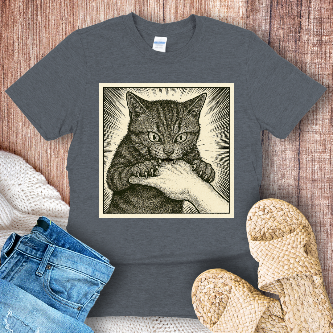 Cat Bite Hand Comics T-Shirt