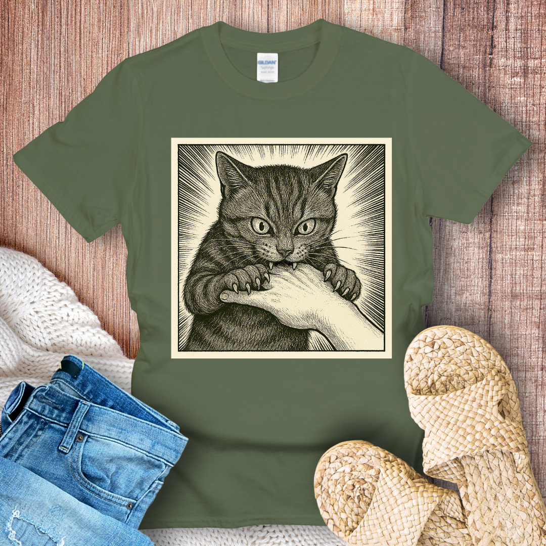 Cat Bite Hand Comics T-Shirt