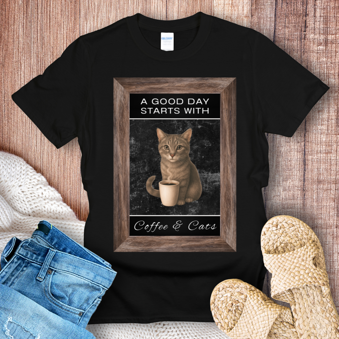 A Good Day Starts With Coffee and Cats T-Shirt