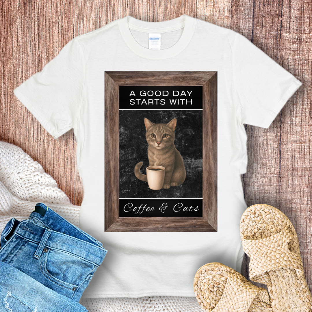 A Good Day Starts With Coffee and Cats T-Shirt