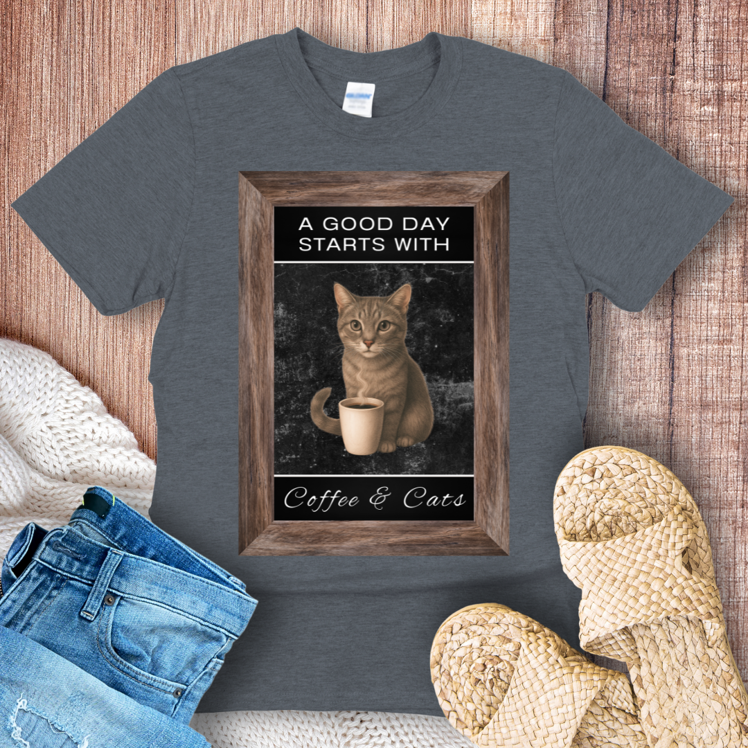 A Good Day Starts With Coffee and Cats T-Shirt