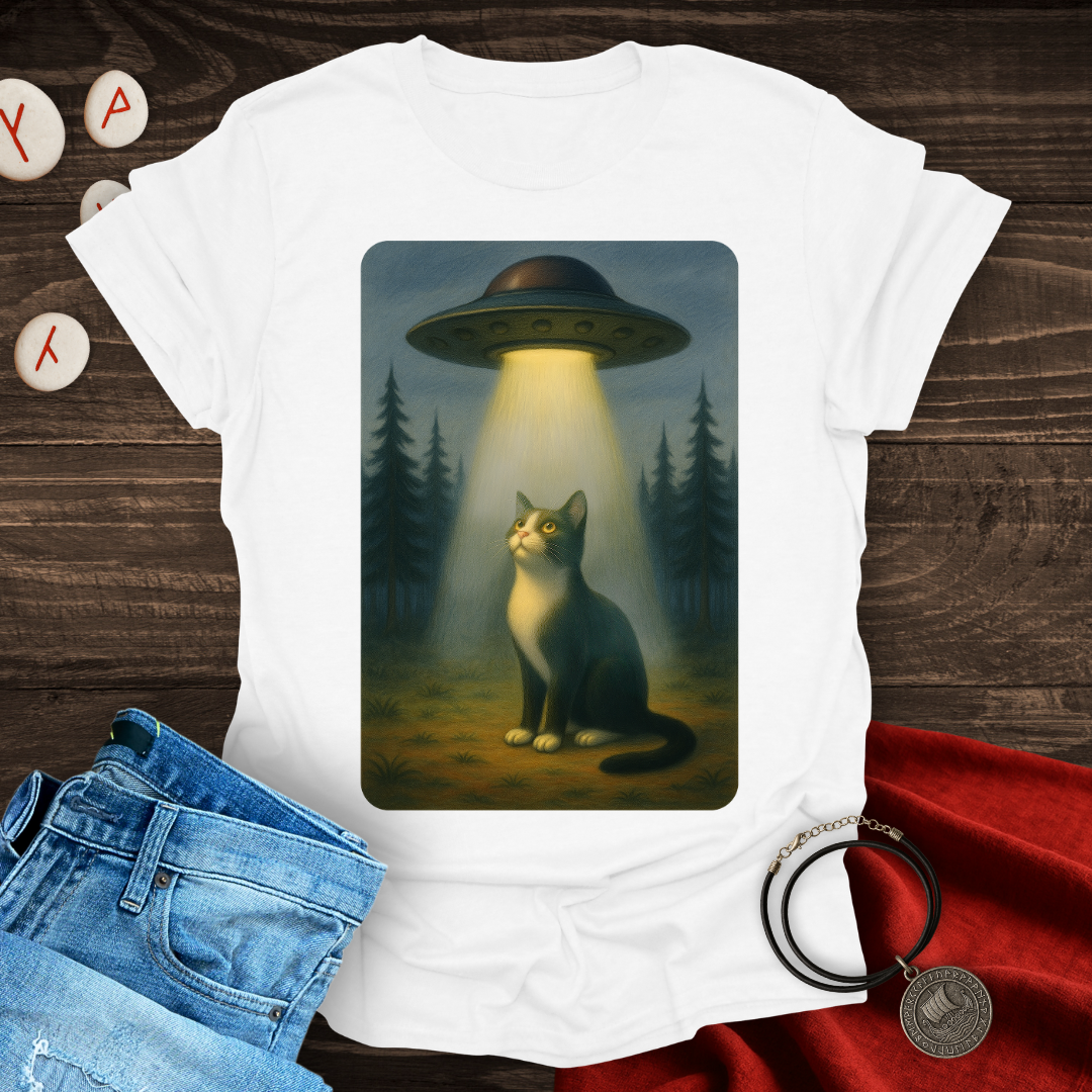 UFO and Cat in the woods T-Shirt