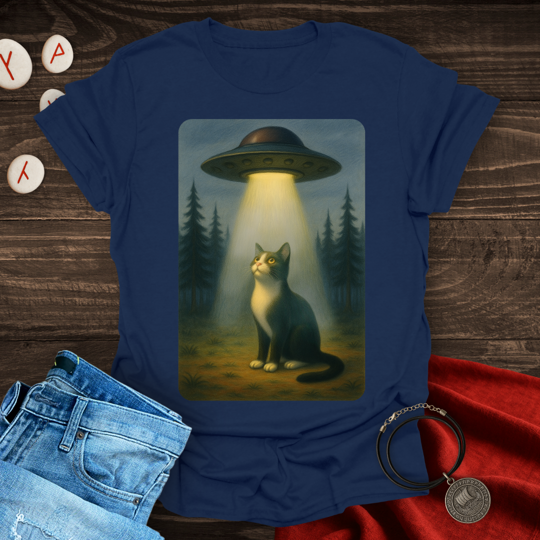 UFO and Cat in the woods T-Shirt