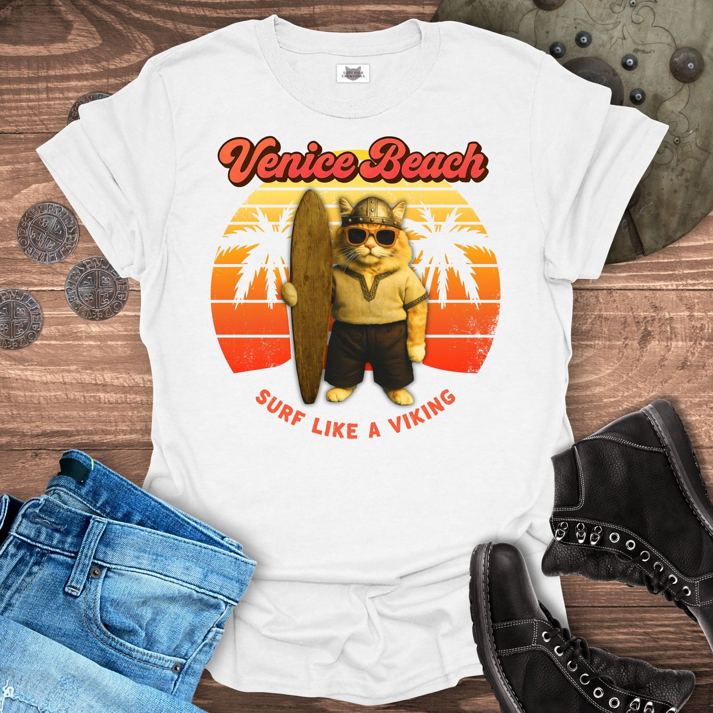 Surf Like a Viking – Cat T-Shirt
