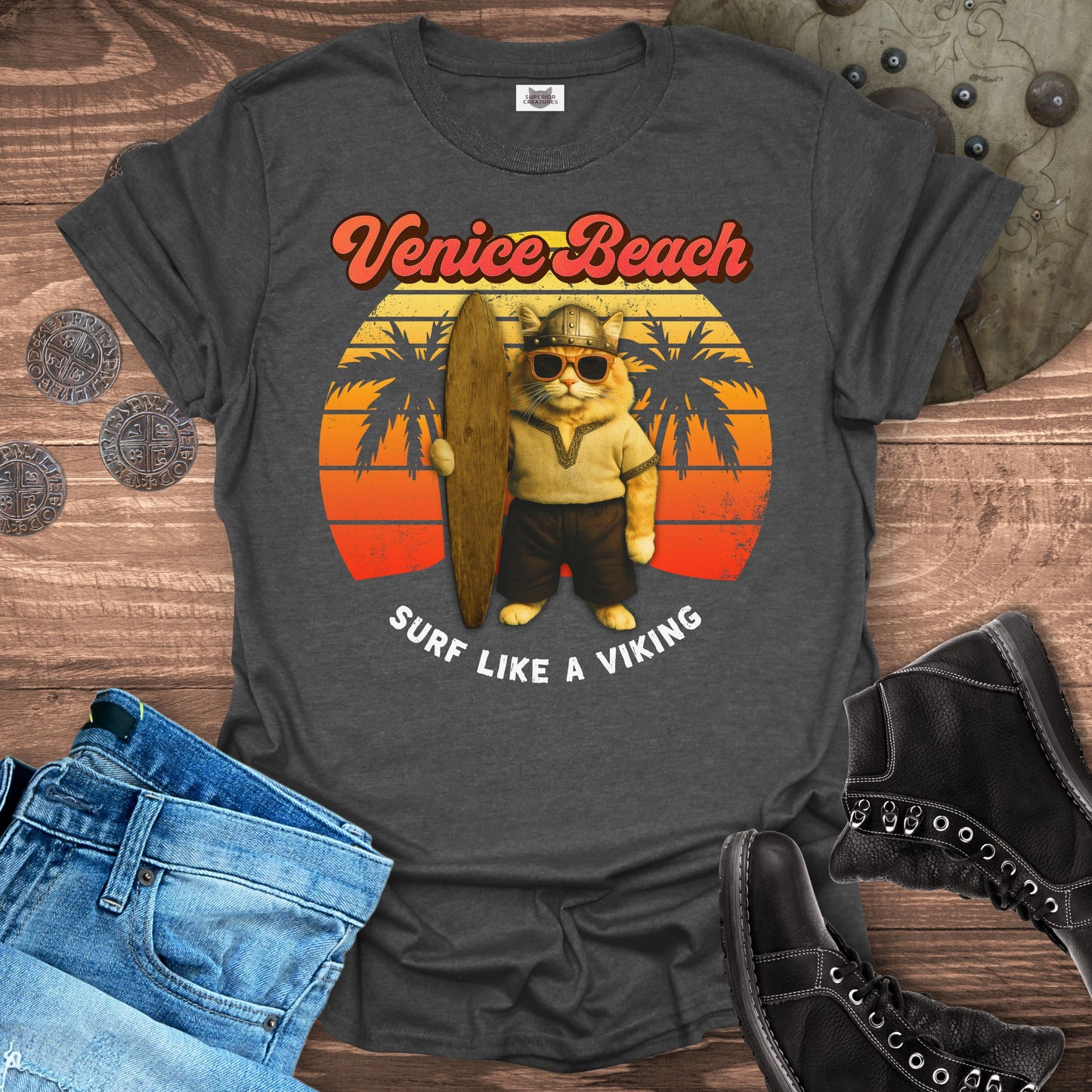 Surf Like a Viking – Cat T-Shirt