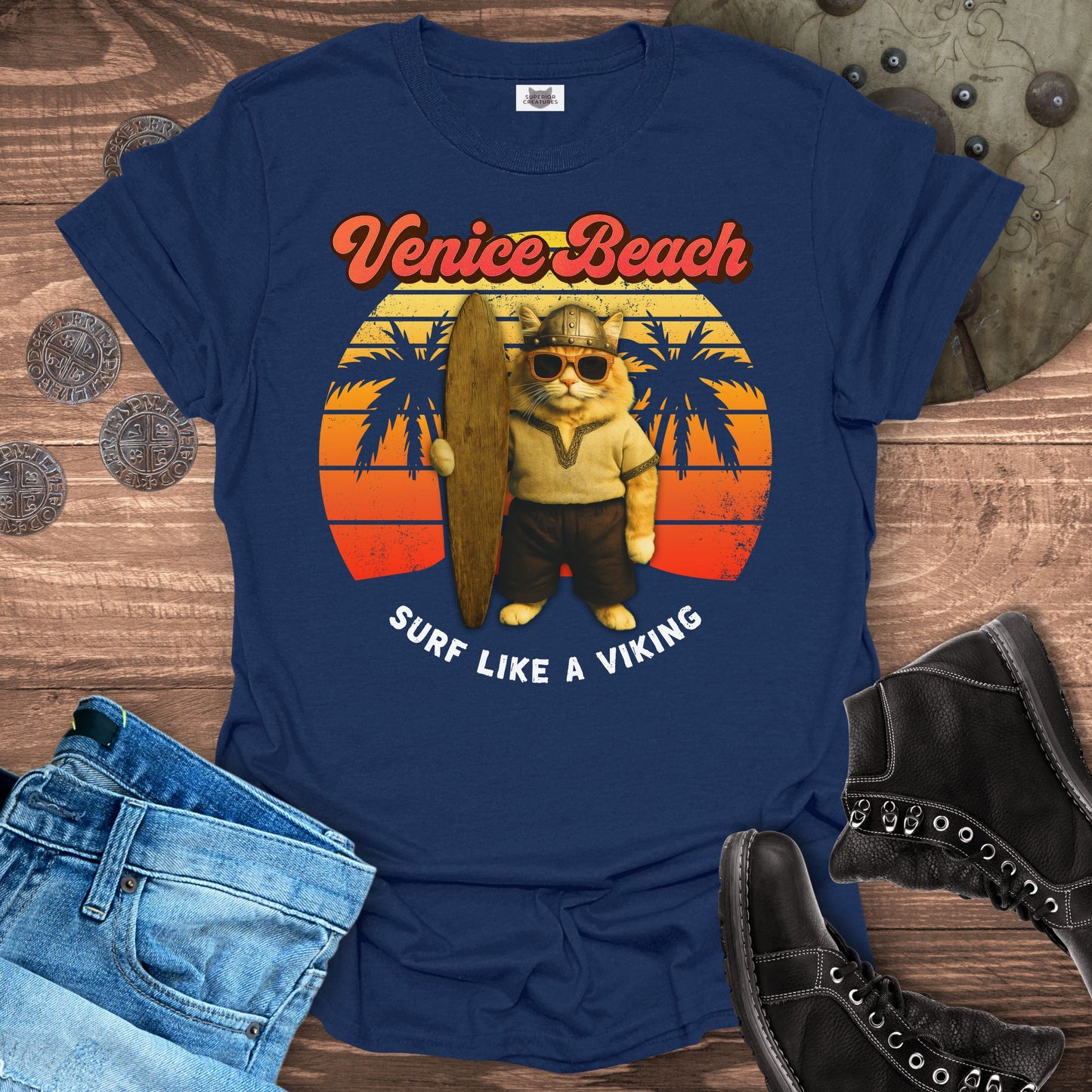 Surf Like a Viking – Cat T-Shirt