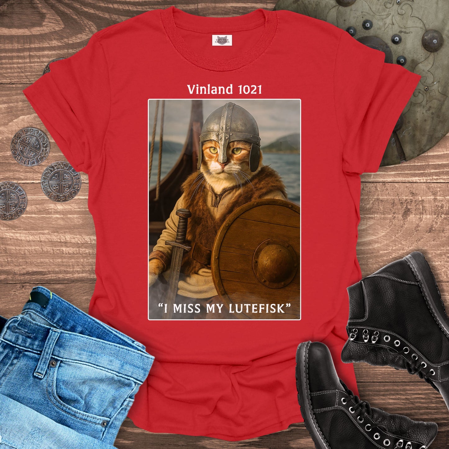 I Miss My Lutefisk – Viking Cat T-Shirt