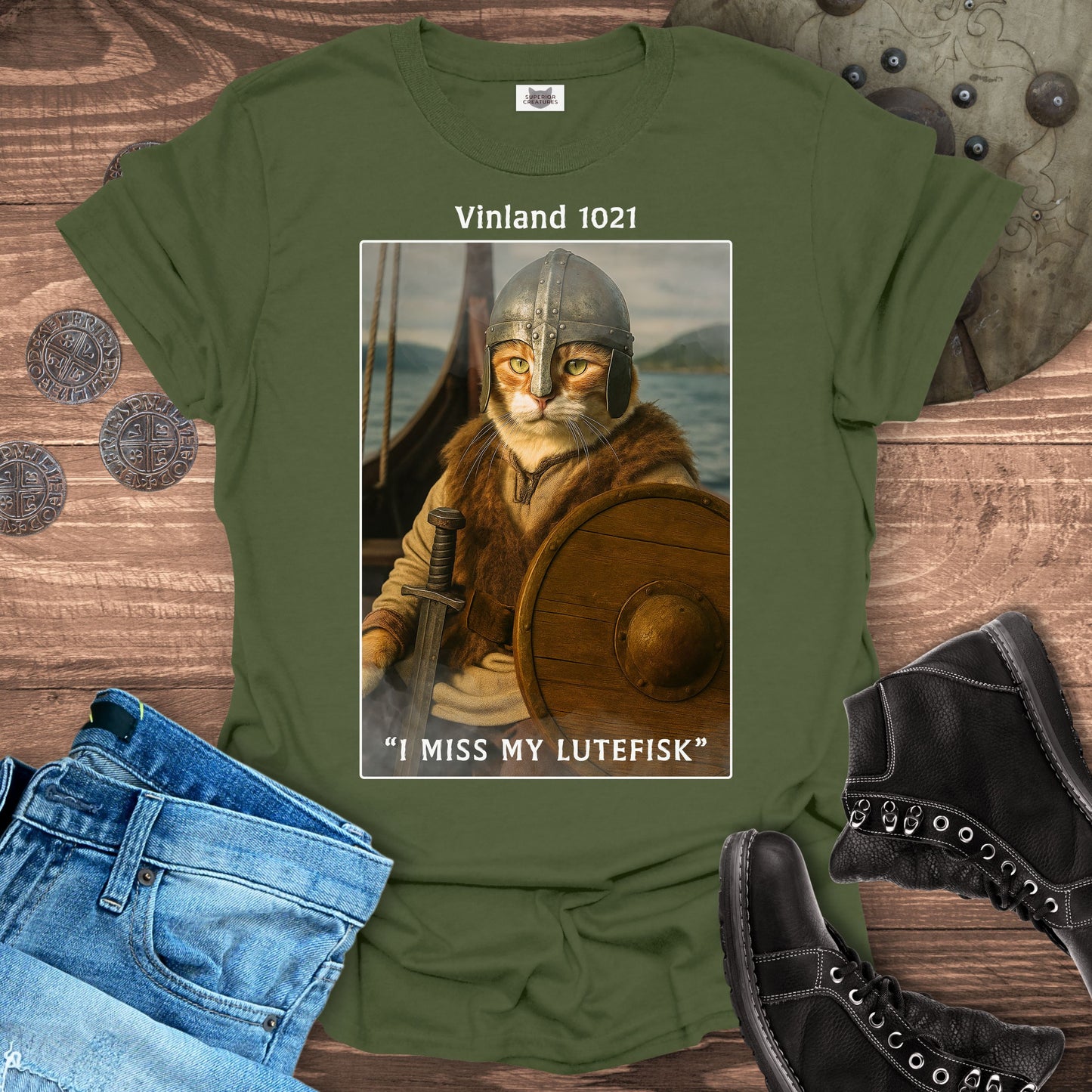I Miss My Lutefisk – Viking Cat T-Shirt