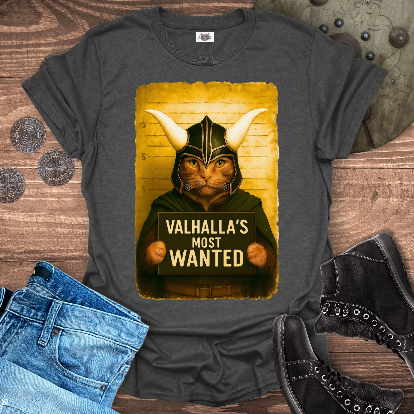 Valhalla's Most Wanted – Viking Cat T-Shirt