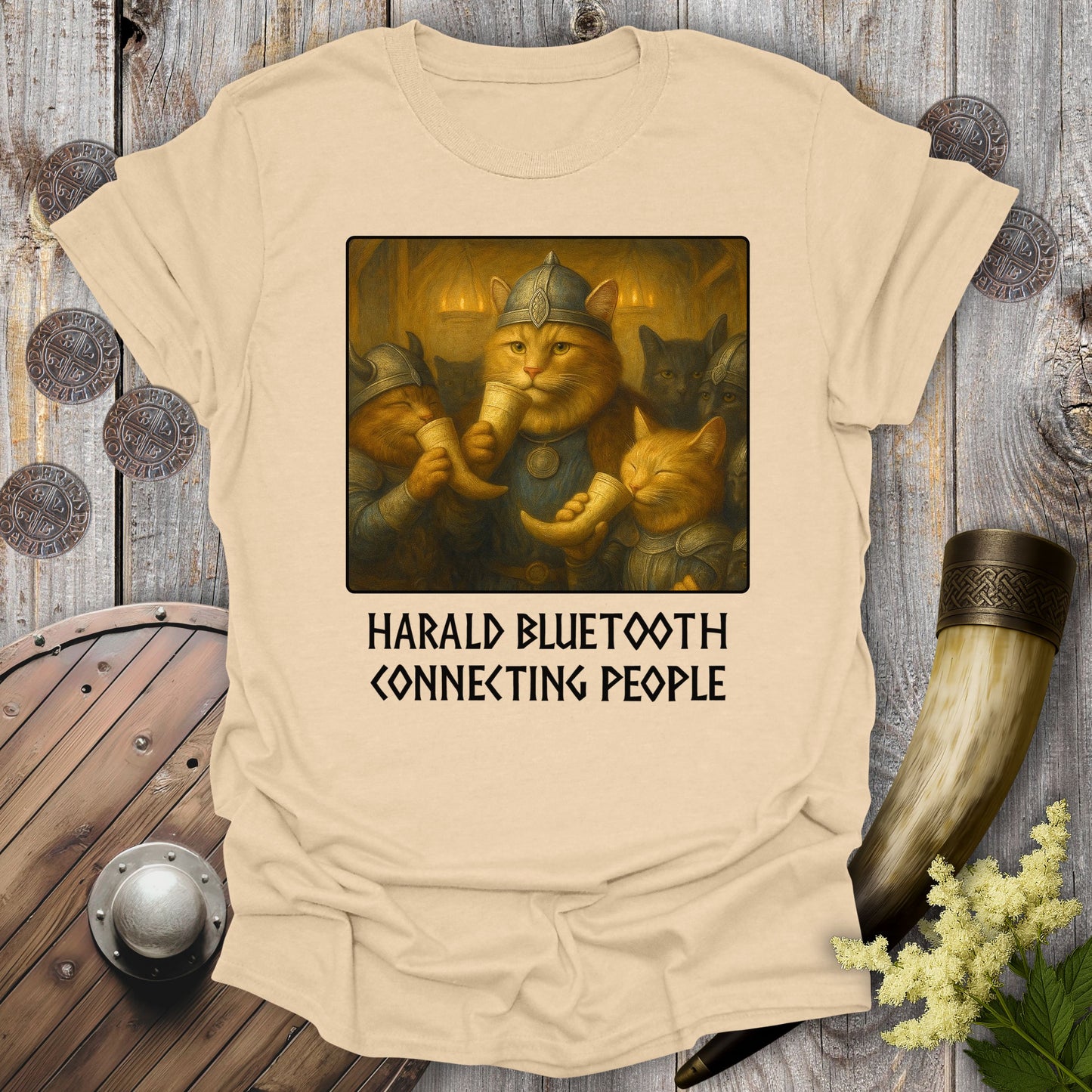 Harald Bluetooth Connecting People Viking Cat T-Shirt