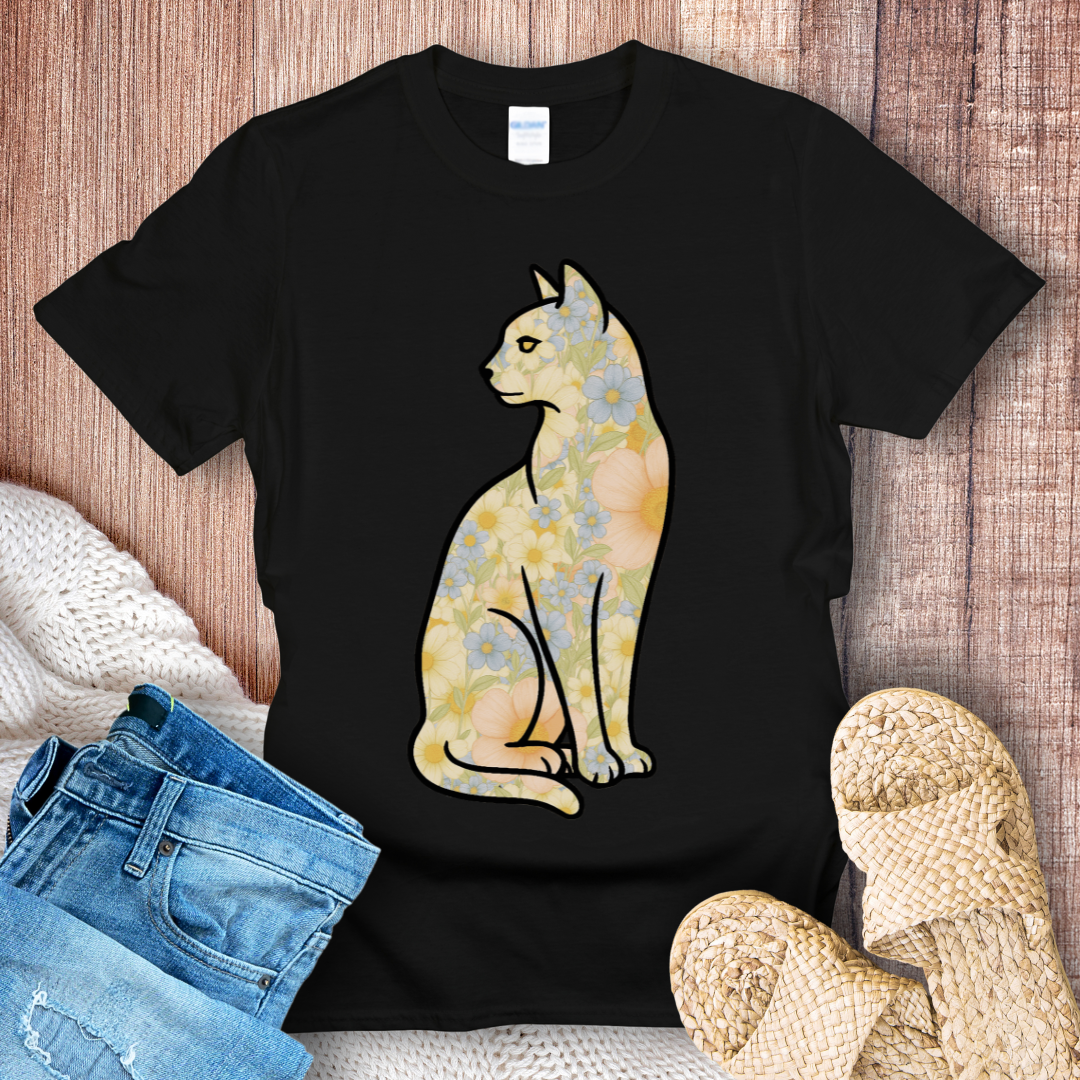 Retro Floral Cat T-Shirt