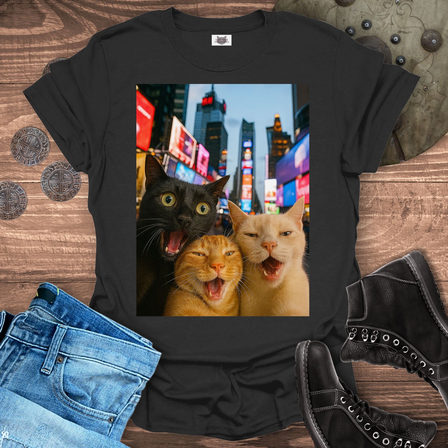 Selfie Cats at Times Square NYC T-shirt