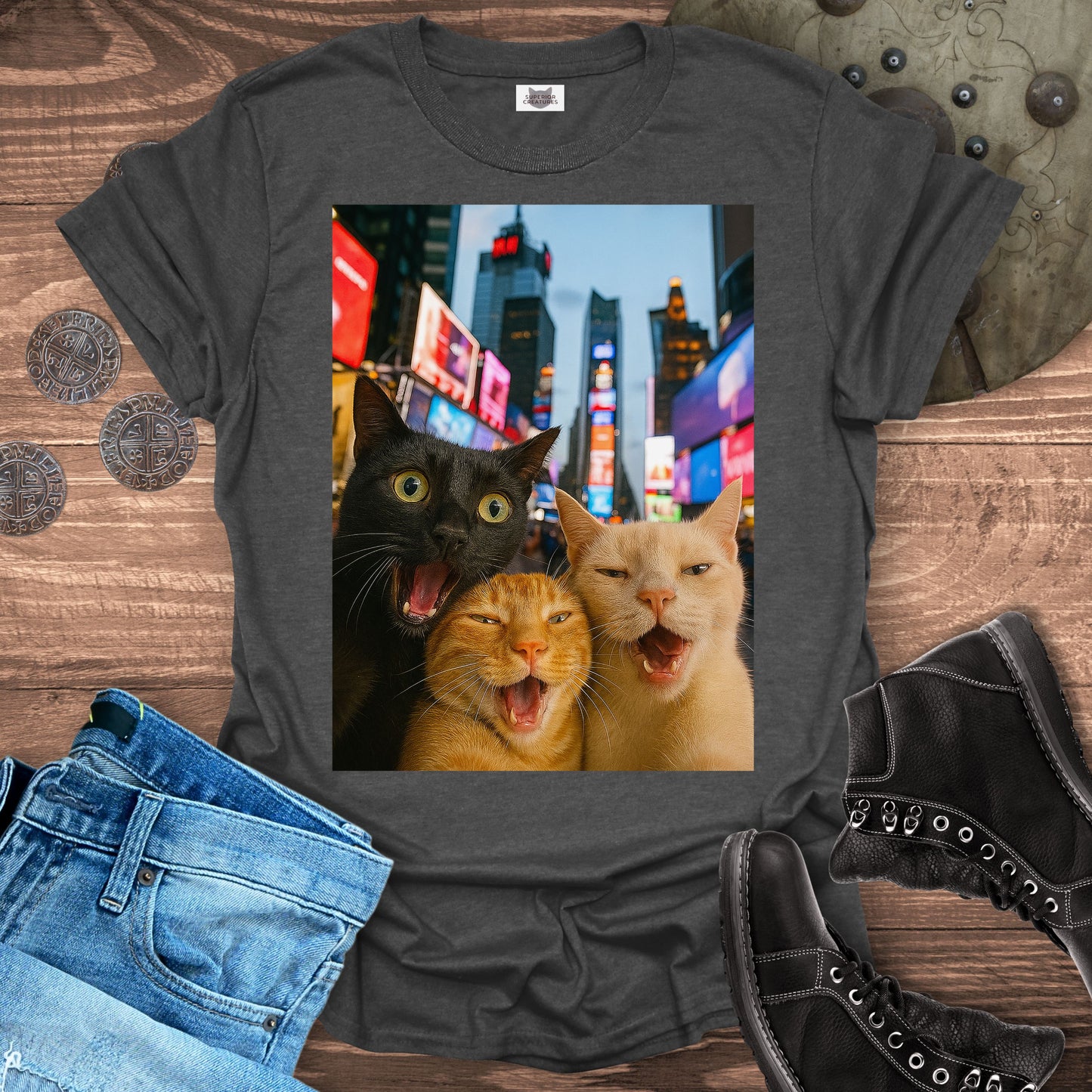 Selfie Cats at Times Square NYC T-shirt