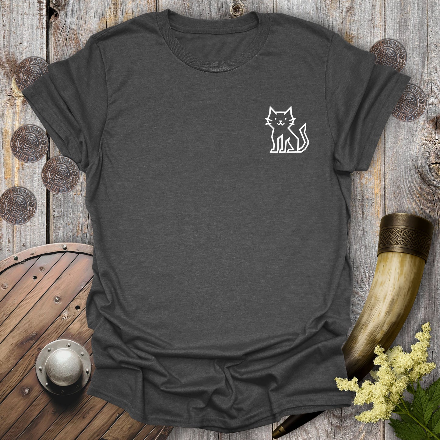 Runestone Cat – Back print Edition Viking T-Shirt