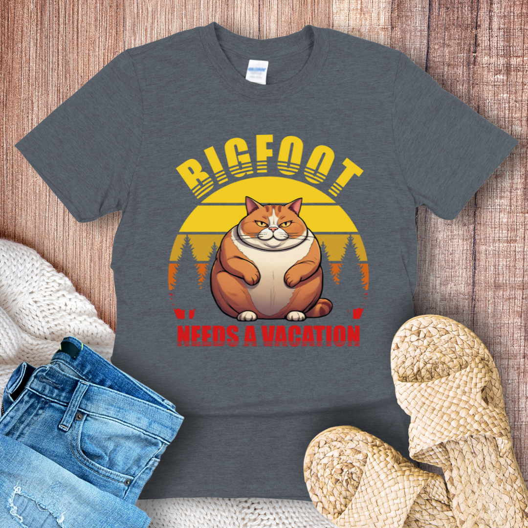 Bigfoot Needs a Vacation Cat T-Shirt