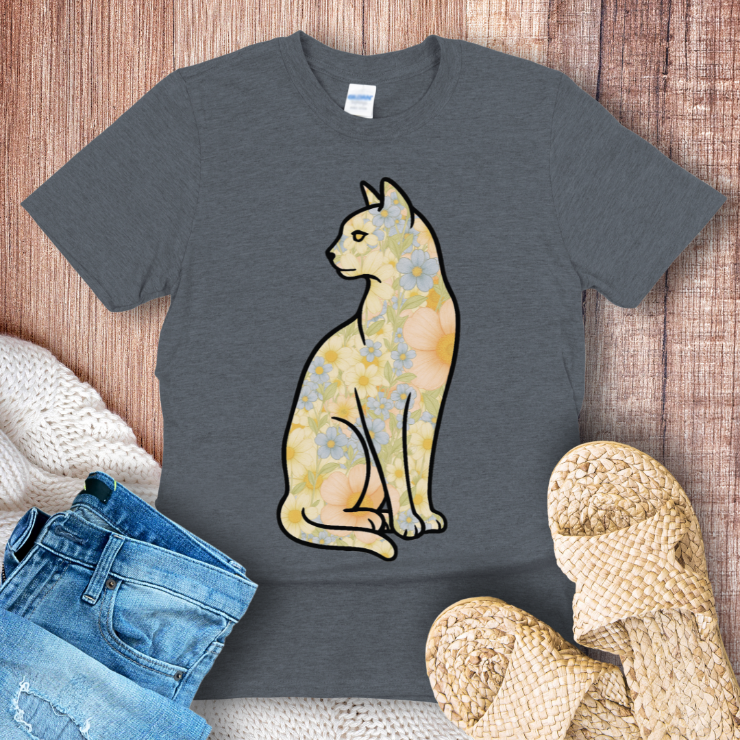 Retro Floral Cat T-Shirt