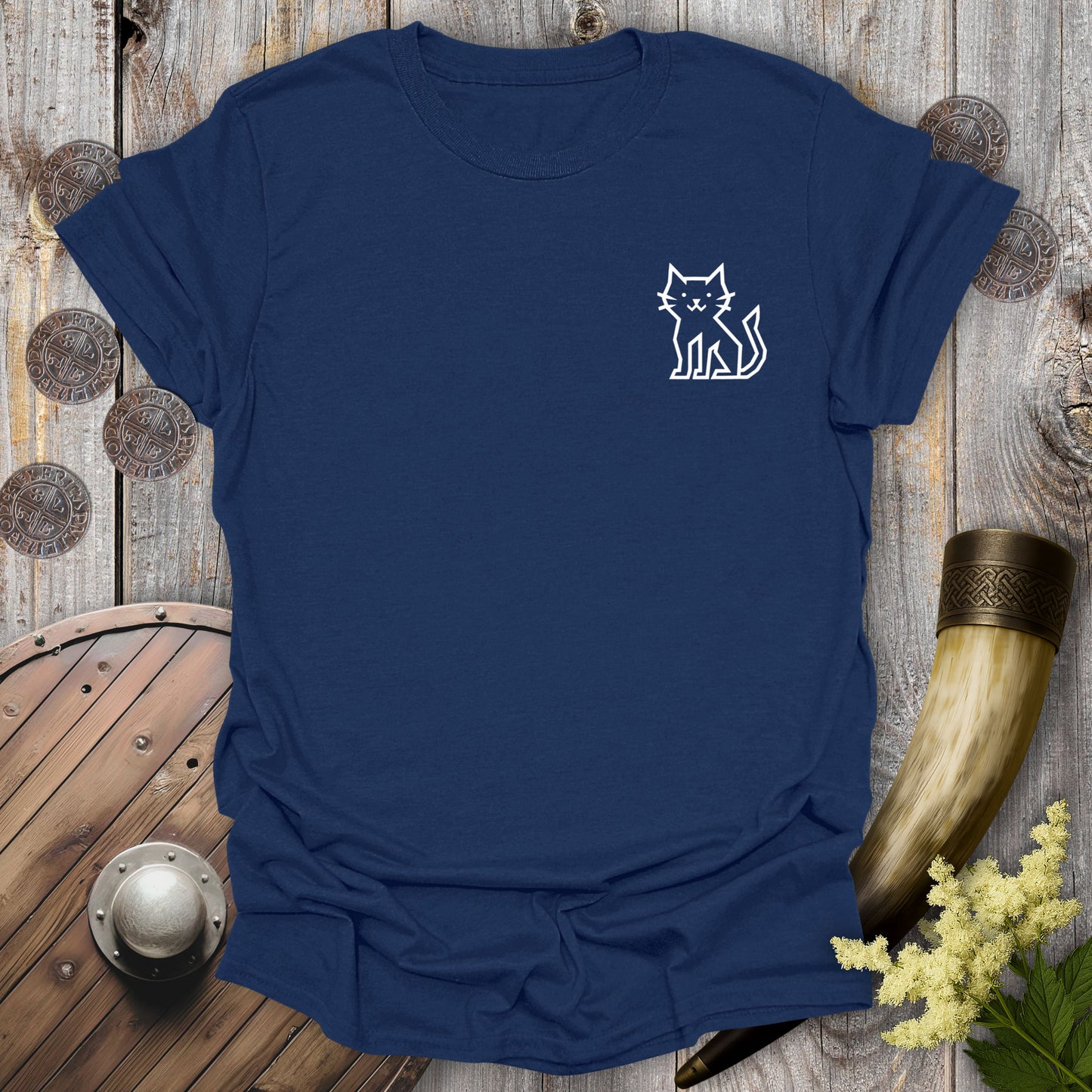 Runestone Cat – Back print Edition Viking T-Shirt