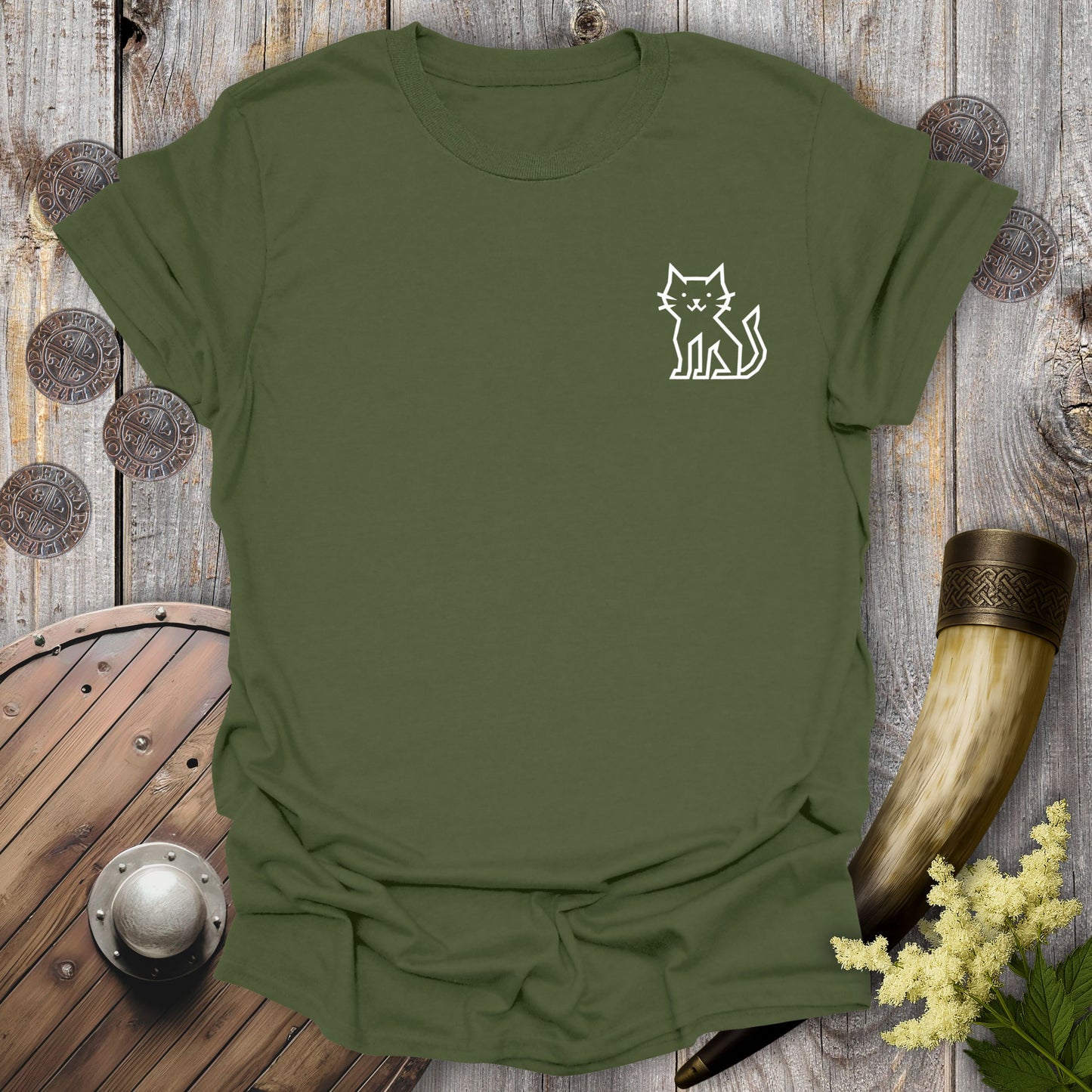 Runestone Cat – Back print Edition Viking T-Shirt