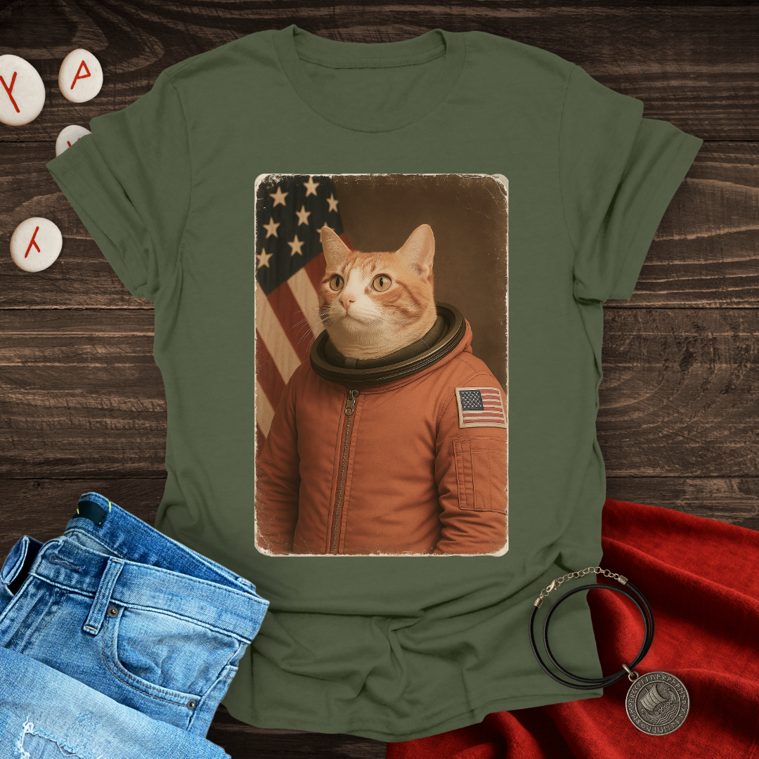 Retro American Astronaut Cat T-Shirt