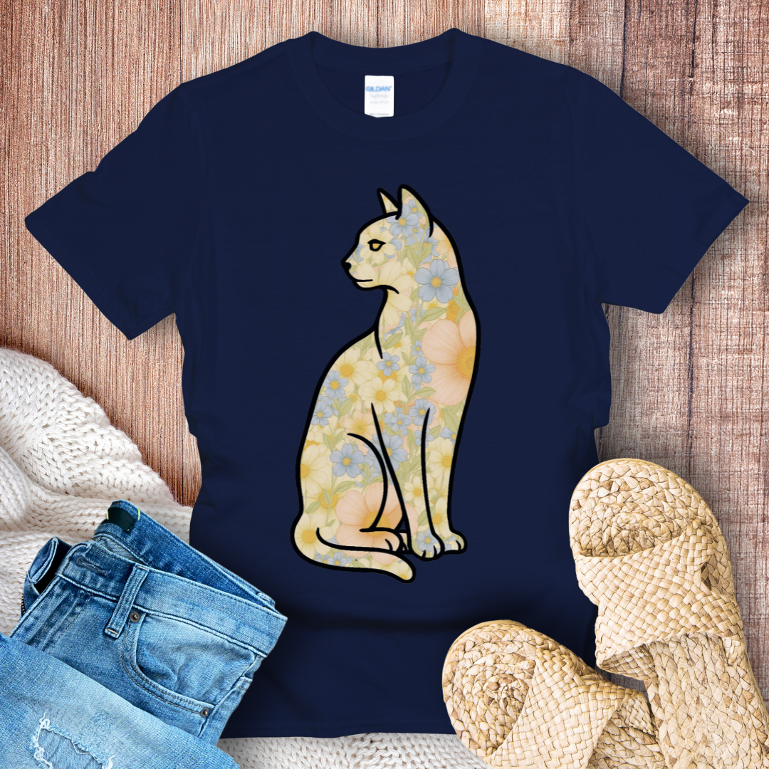 Retro Floral Cat T-Shirt