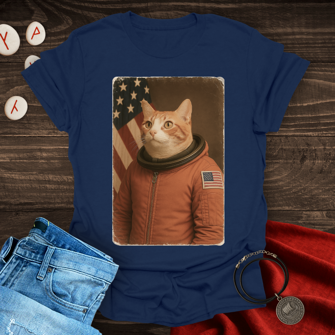 Retro American Astronaut Cat T-Shirt