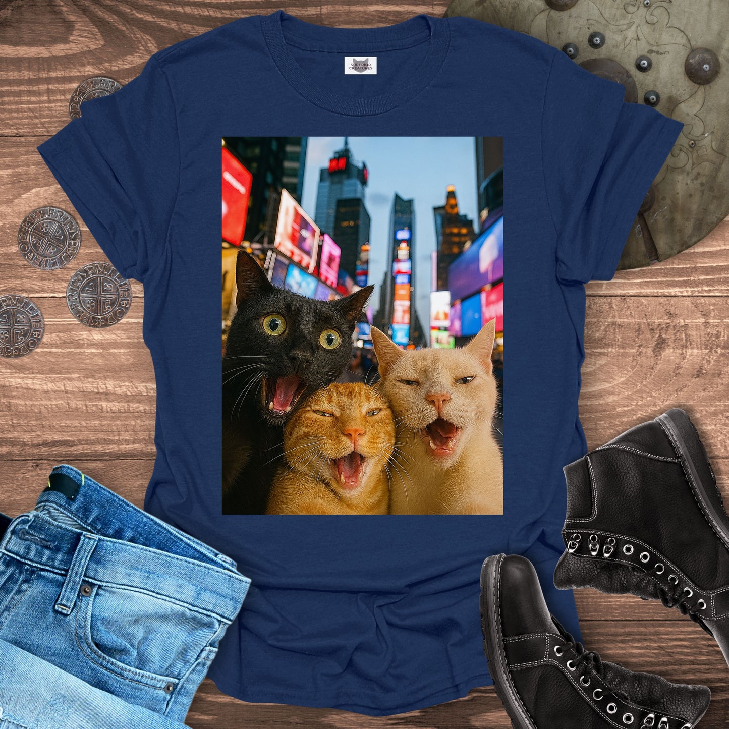 Selfie Cats at Times Square NYC T-shirt