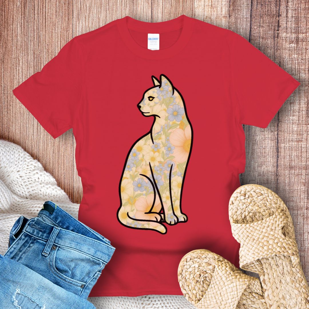 Retro Floral Cat T-Shirt
