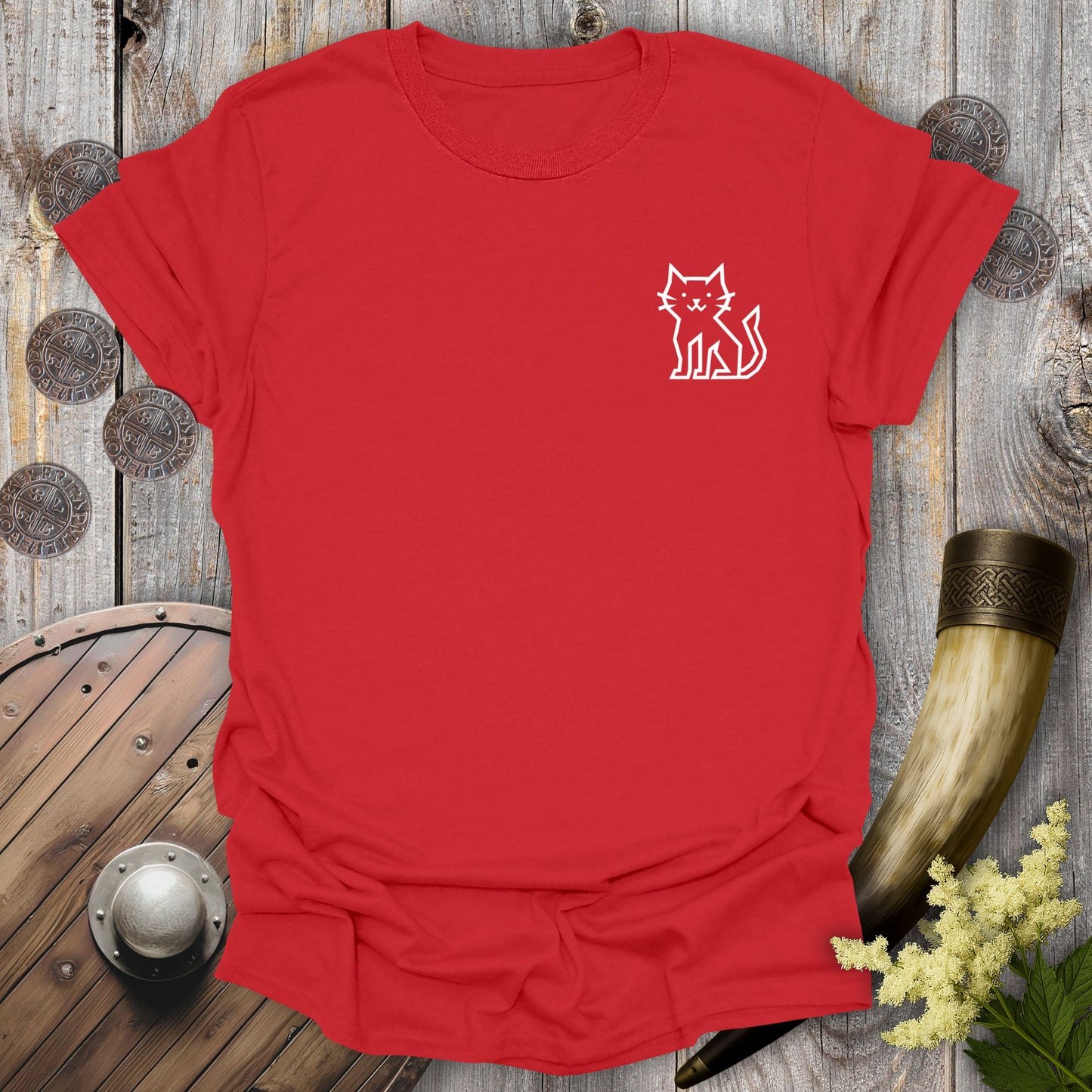 Runestone Cat – Back print Edition Viking T-Shirt