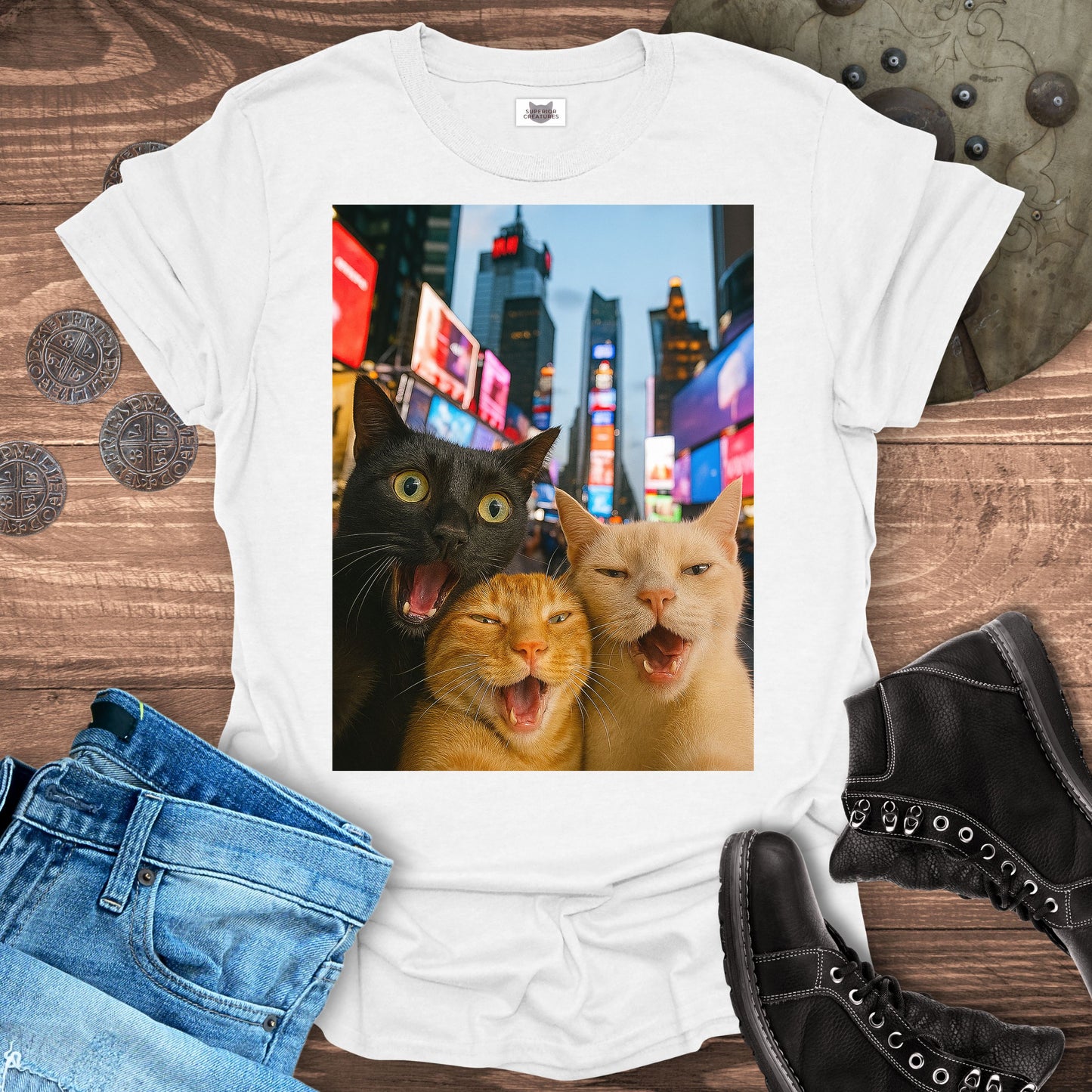 Selfie Cats at Times Square NYC T-shirt