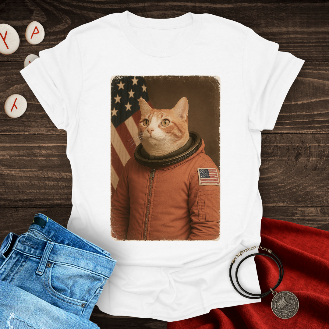 Retro American Astronaut Cat T-Shirt