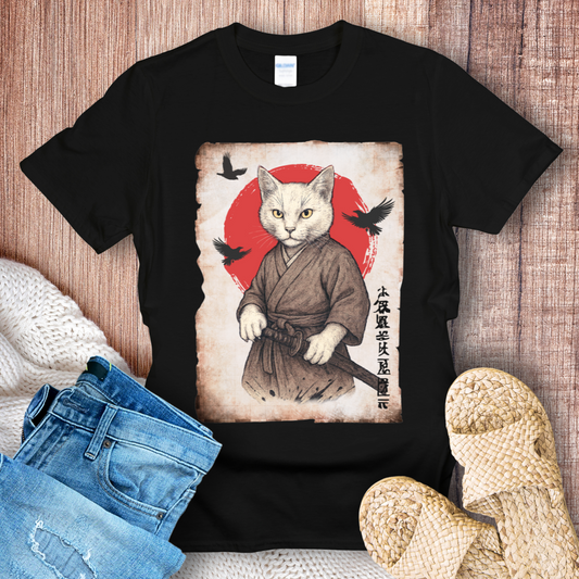 Retro Samurai Cat T-Shirt