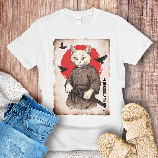 Retro Samurai Cat T-Shirt