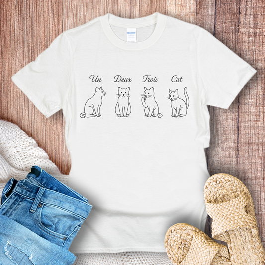 Un, Deux, Trois, Cat Fine Print T-Shirt