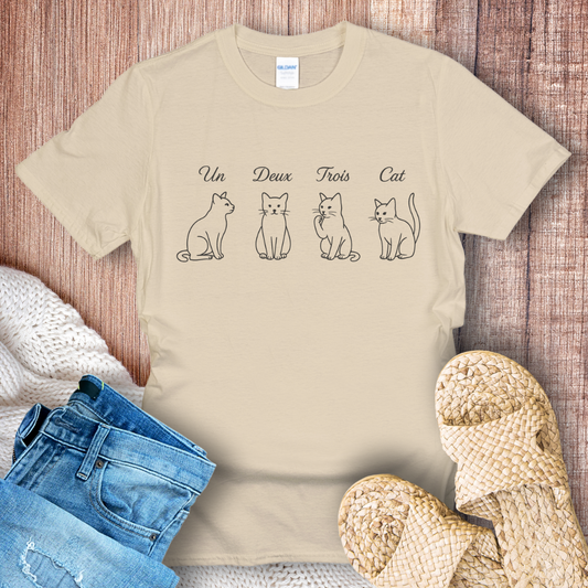 Un, Deux, Trois, Cat Fine Print T-Shirt